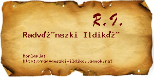 Radvánszki Ildikó névjegykártya